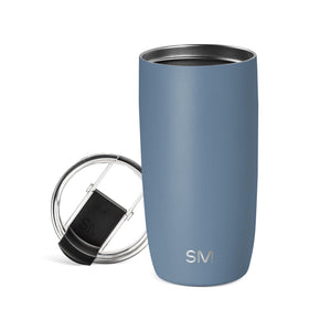 Simple Modern Voyager 16oz tumbler with flip lid in Blue Dune, temperature-maintaining design.