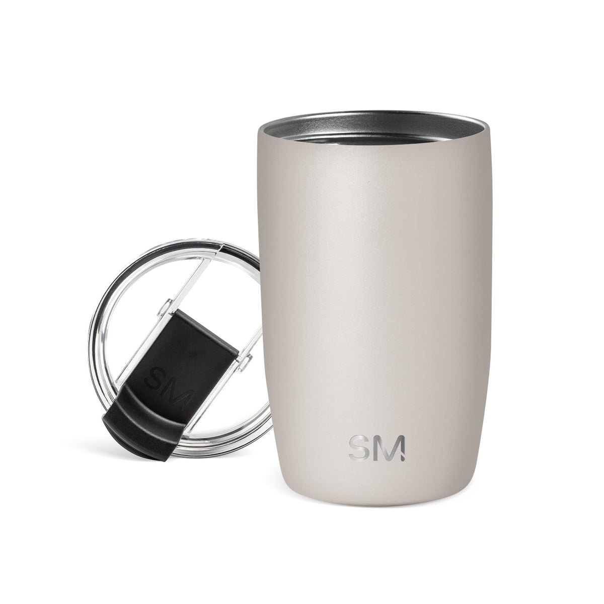 Simple Modern Voyager tumbler with flip lid for easy one-handed sipping on the go.