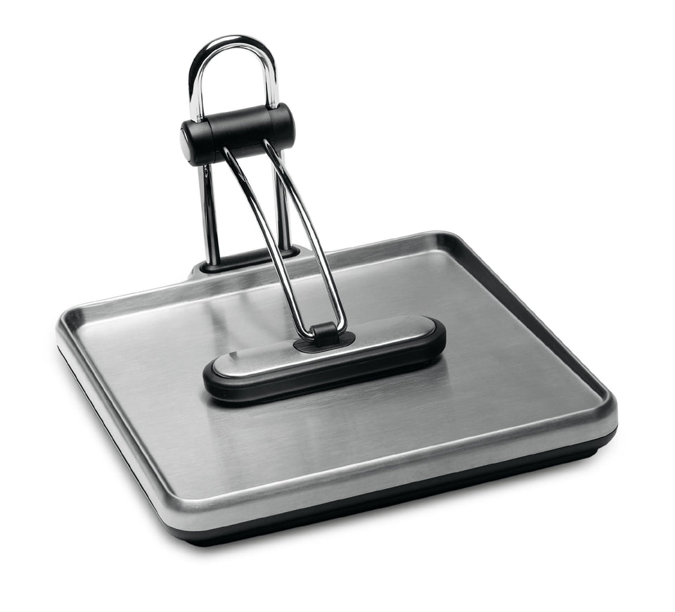 simplehuman Quick Grip Napkin Holder top view highlights brushed stainless steel and precise one-at-a-time access