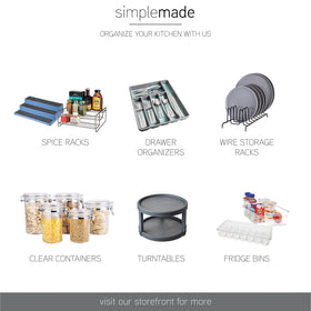 SimpleMade 3-tier rack boosts visibility for spices, sauces, and small containers.