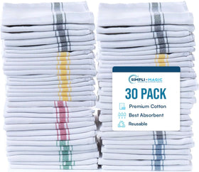 SIMPLI-MAGIC cotton herringbone towels bulk pack front view for quick kitchen cleanup
