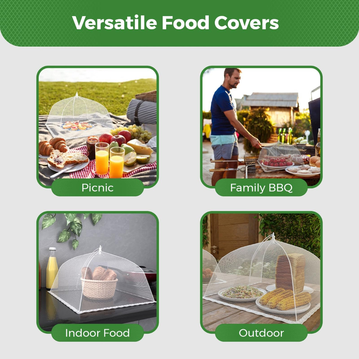 Simply Genius jumbo mesh food cover 39x24 open allows quick access during outdoor dining.
