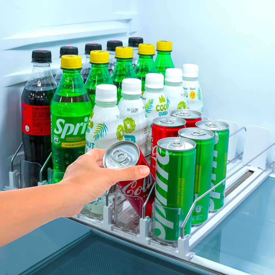 SipSort upgraded drink organizer front view, compact and sturdy for organized fridge storage.