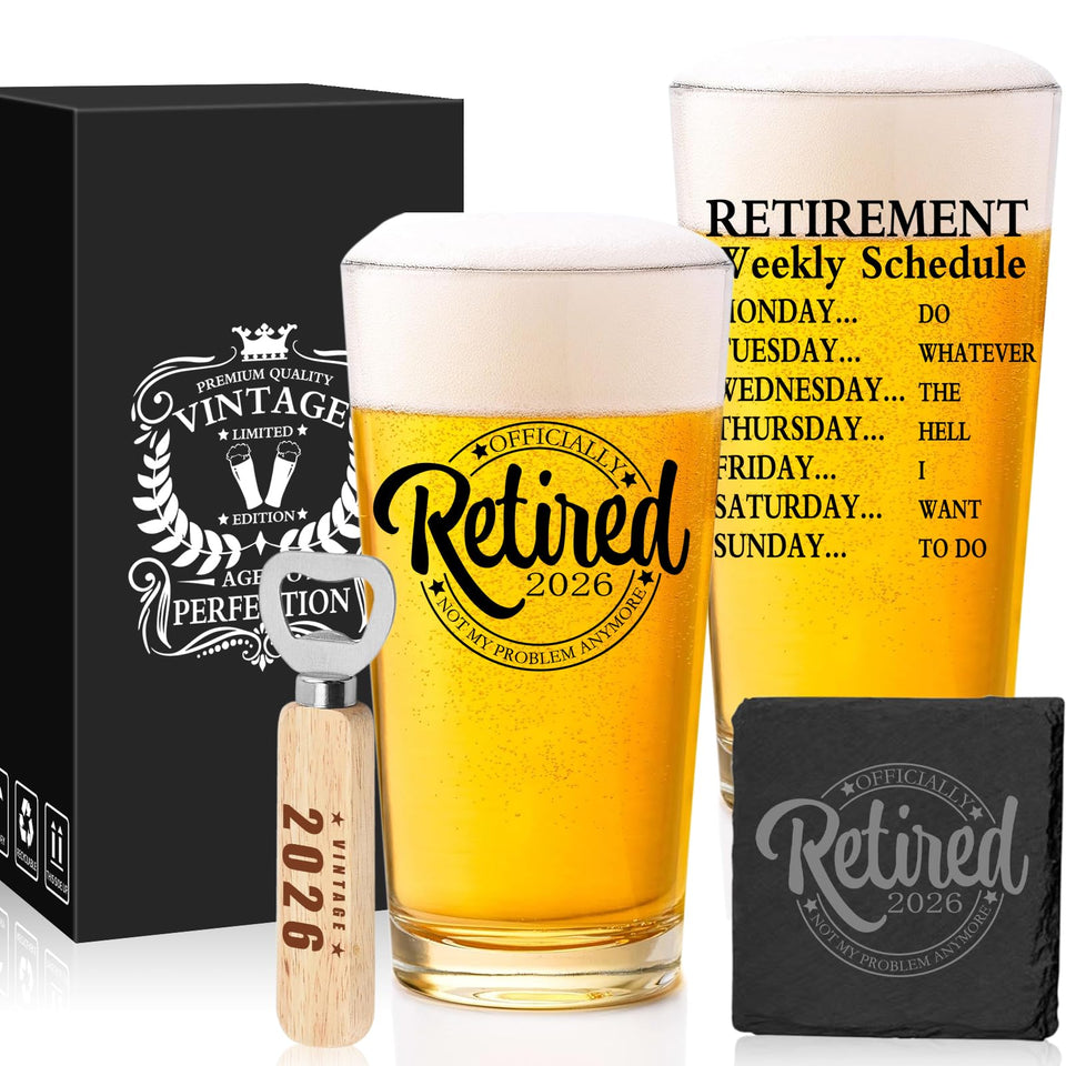 SIPBYSOP retirement beer glass with vintage design for celebratory toasts