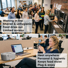 Sitlais containers heat quietly with no strong odors.