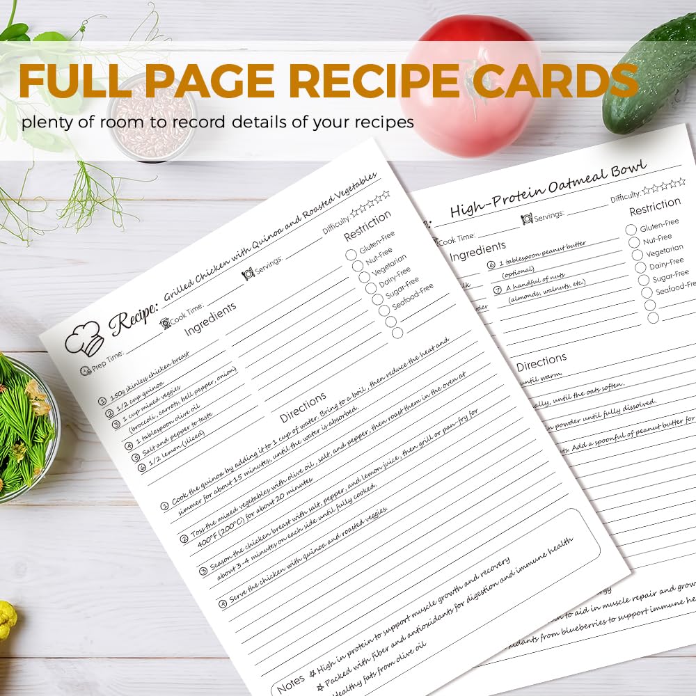 SKYDUE recipe binder inside layout with pages highlights organized cooking workflow.