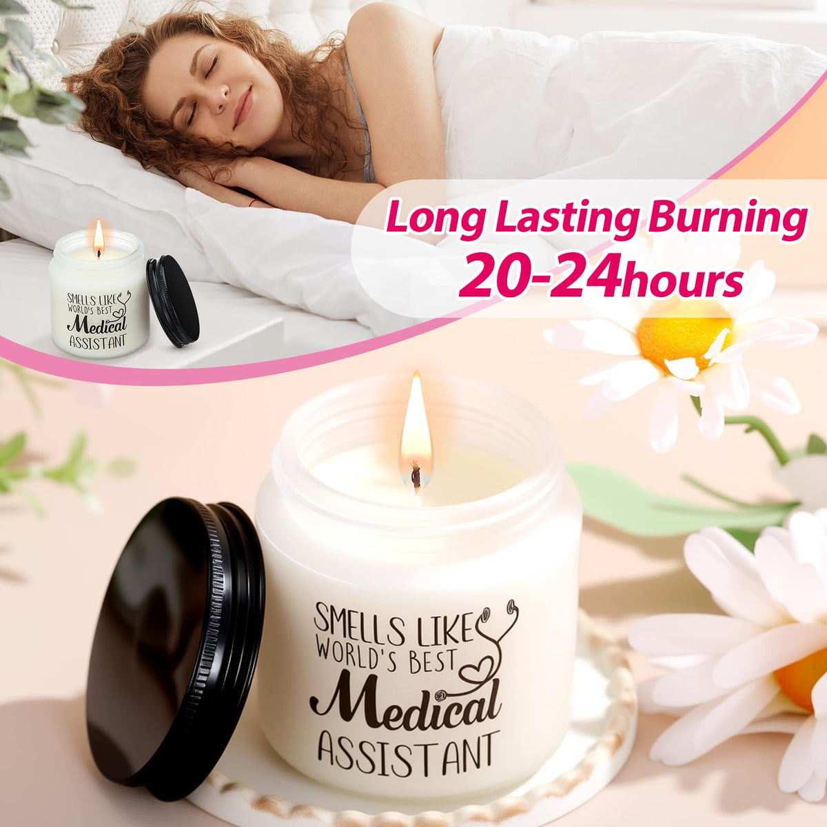 Skylety aroma candle provides calming scent after demanding shifts.