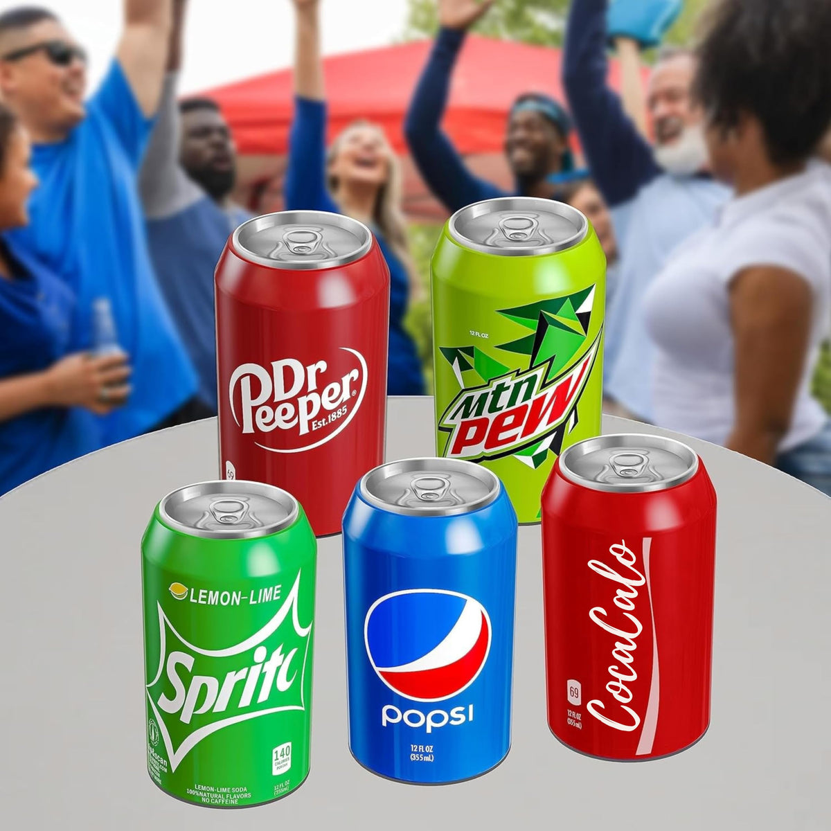 Colorful Skywin can sleeves protect drinks at picnics and parties.