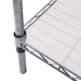 Slendor heavy-duty polypropylene liner fits metal shelves and prevents items from slipping.