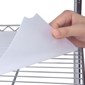 Slendor wire shelf liner 18x36, transparent five-pack, keeps items stable on wire shelves.