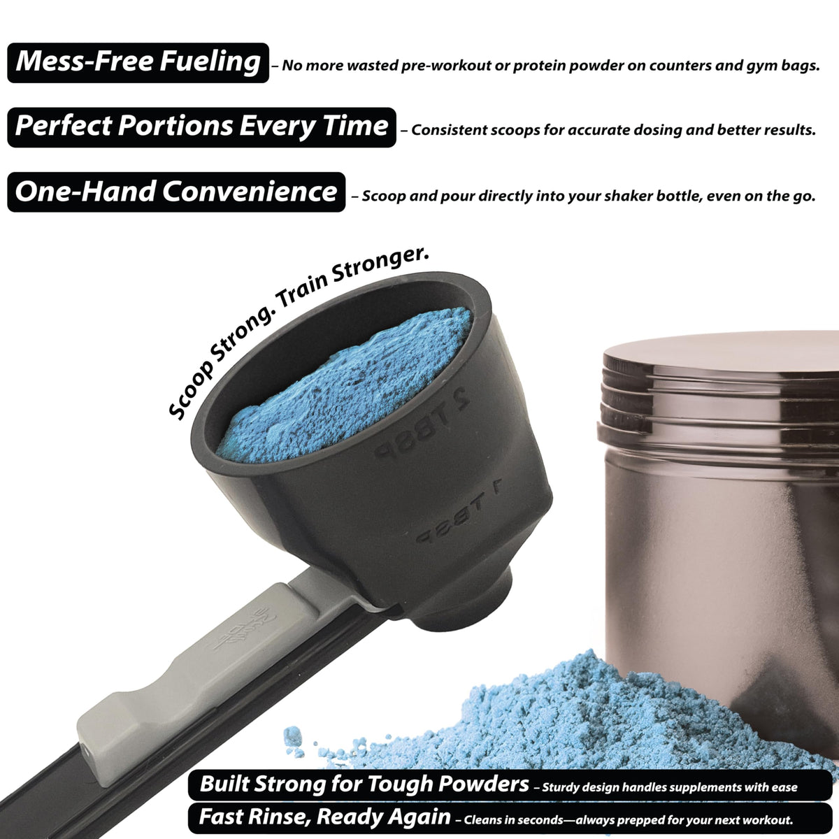 Slide Scoop 2-tablespoon scoop for accurate powder measurement