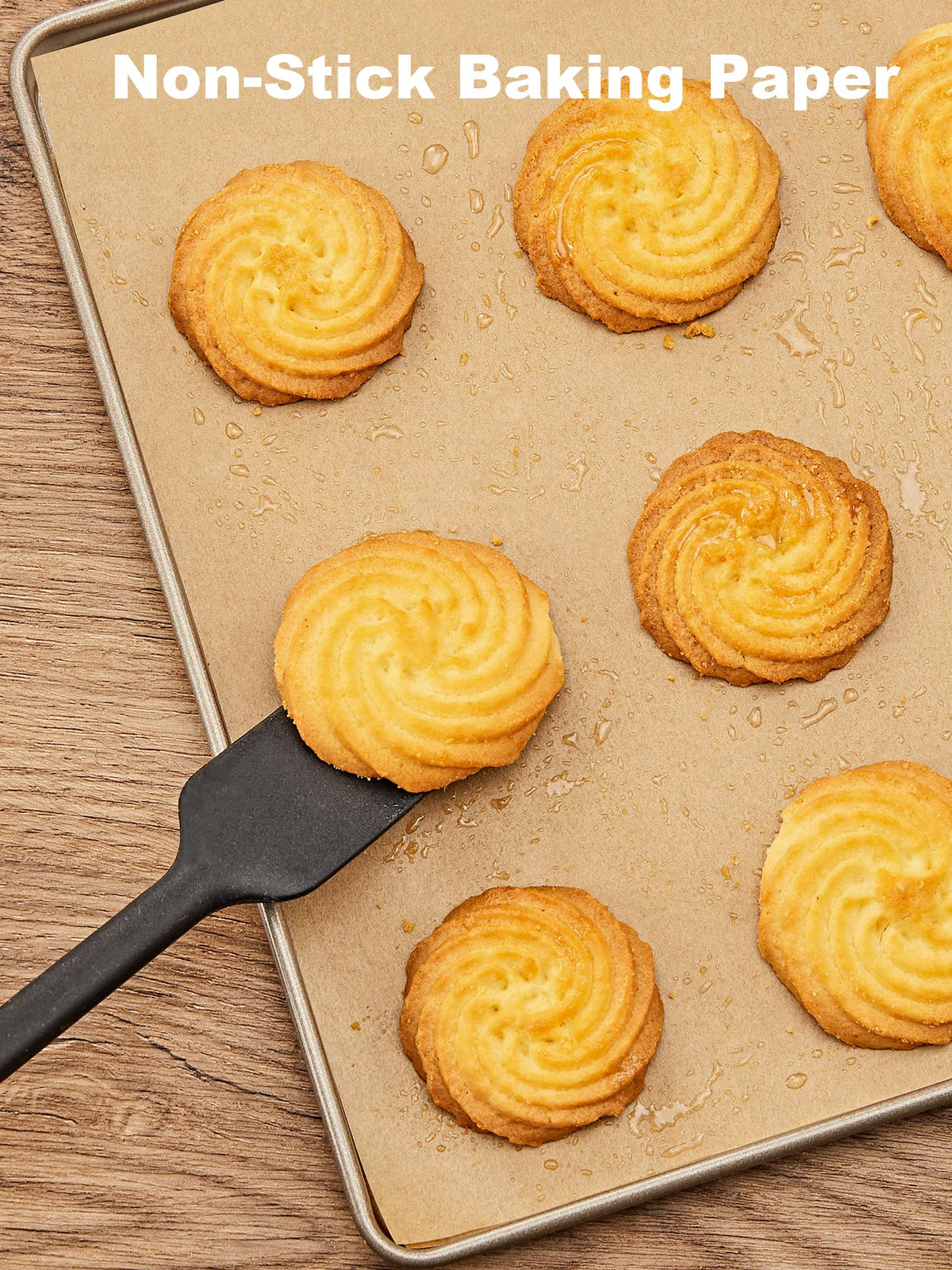 SMARTAKE cookie-baking parchment sheets release with ease thanks to non-stick surface.
