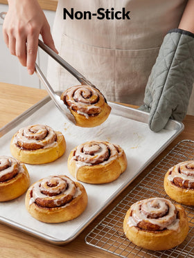 SMARTAKE non-stick parchment paper with silicone coating for easy food release.