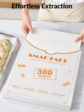 SMARTAKE packaging box stores 300 sheets neatly for space-saving storage