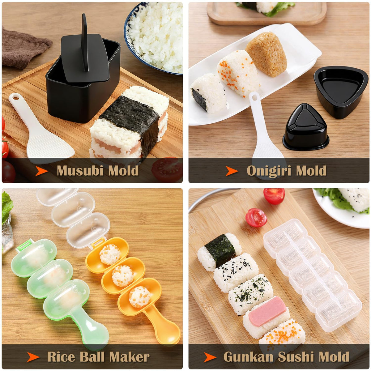 SmileTools musubi press mold creates playful, compact sushi snacks.