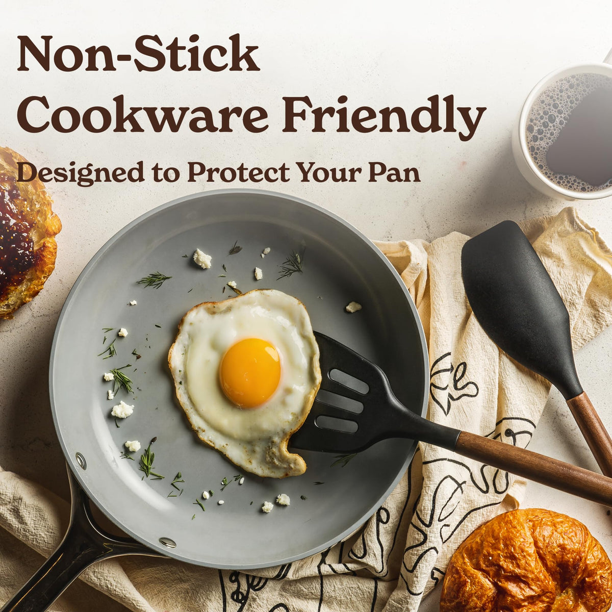 SMIRLY silicone spatulas glide smoothly across nonstick pans without scratching.