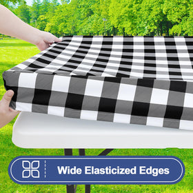 Smiry buffalo plaid bench cover on a 72x12 bench for stylish outdoor seating.