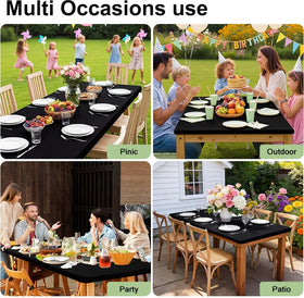 Smiry black 30x72 rectangle tablecloth blends with any decor.