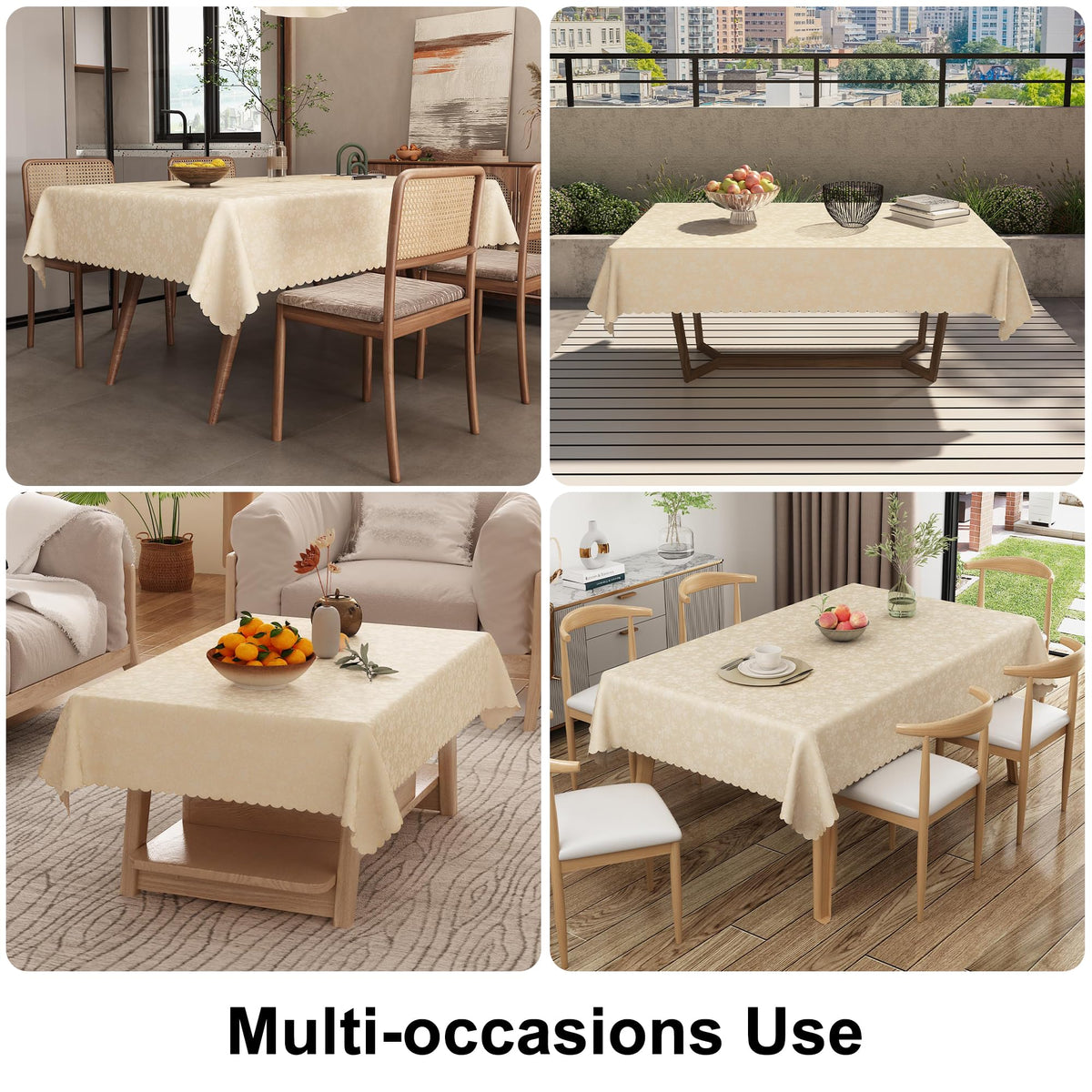 Smiry beige rectangle tablecloth fits rectangular tables neatly