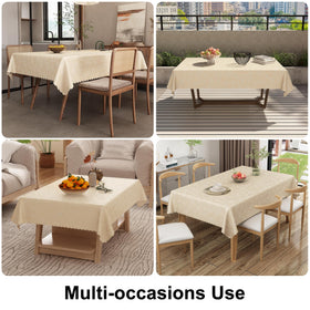 Smiry beige rectangle tablecloth fits rectangular tables neatly