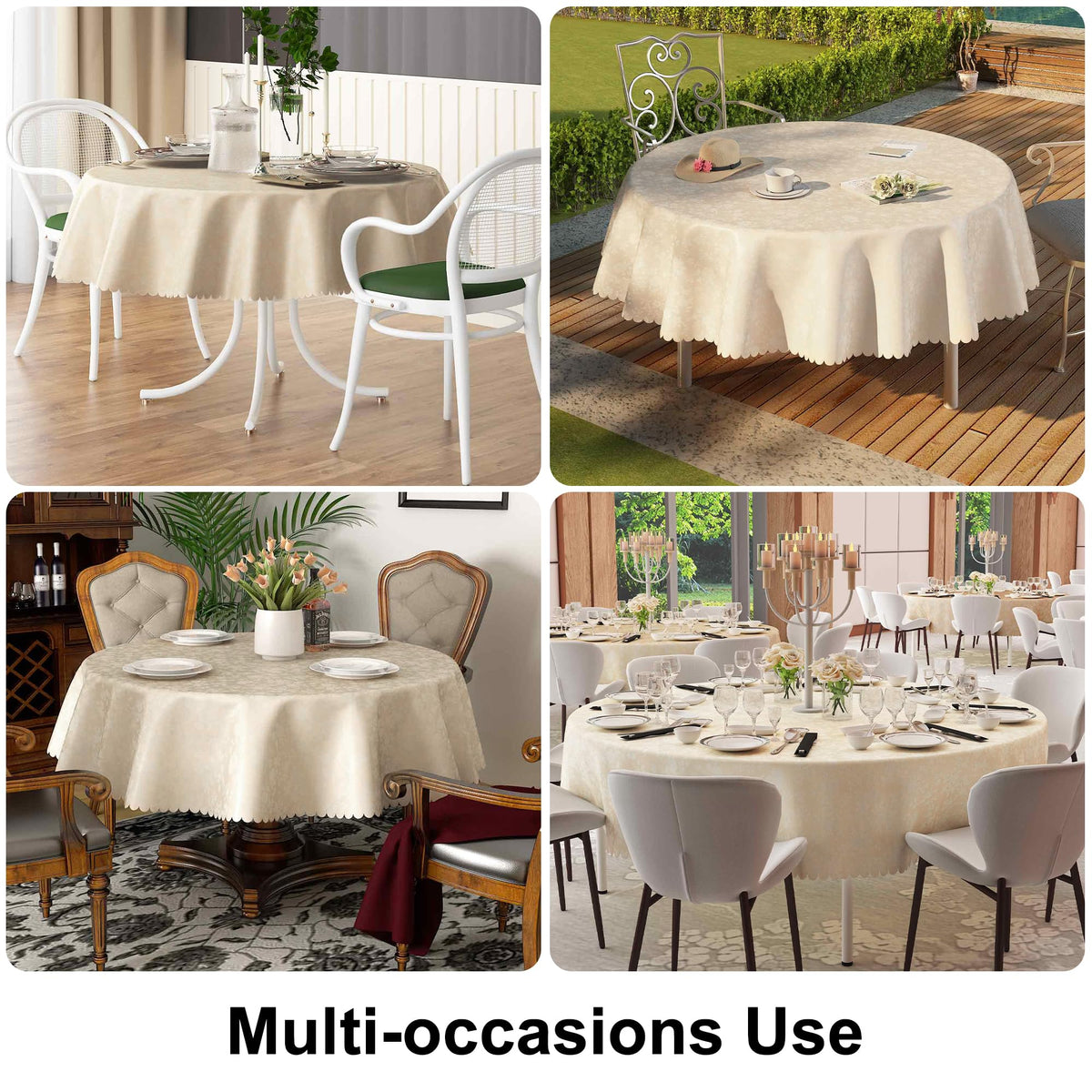 Smiry draped on a round dining table for versatile, elegant setups.