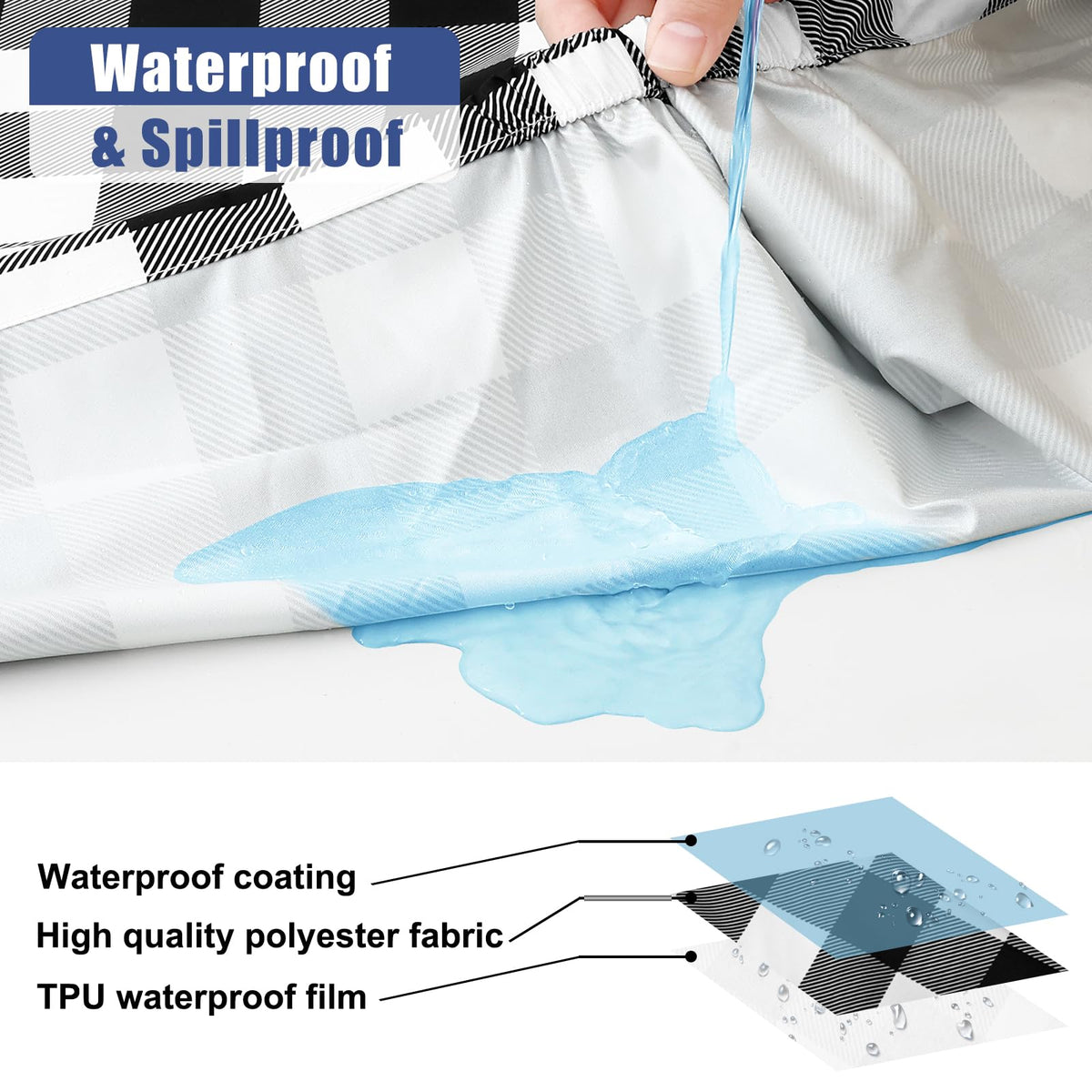 Smiry sturdy polyester tablecloth offers tear resistance for busy outdoor gatherings.