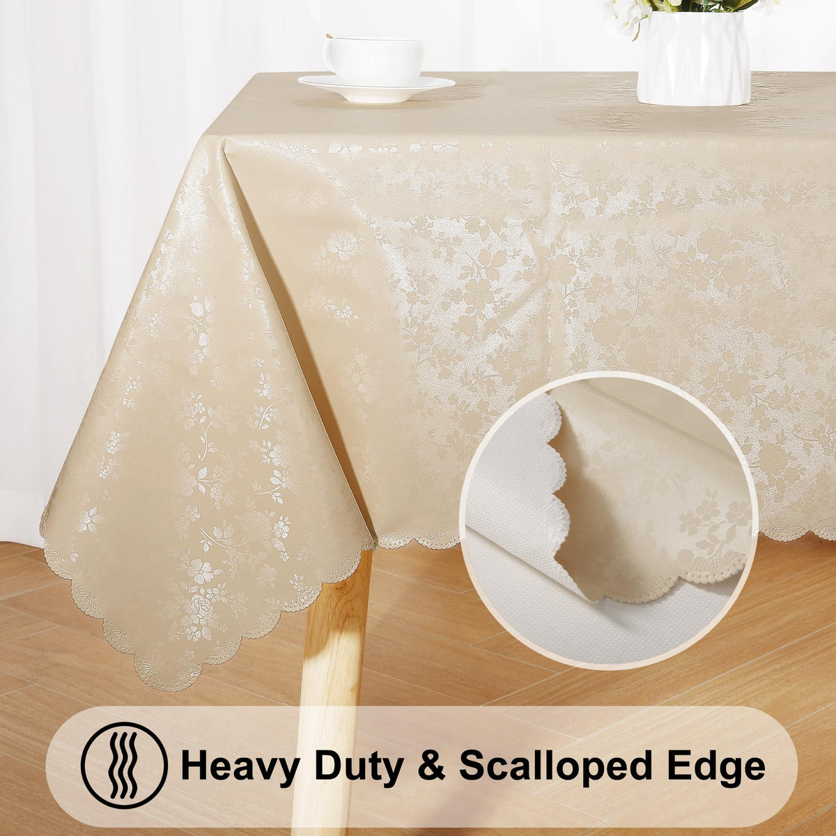 Smiry rectangle tablecloth no-slip design stays in place on the table