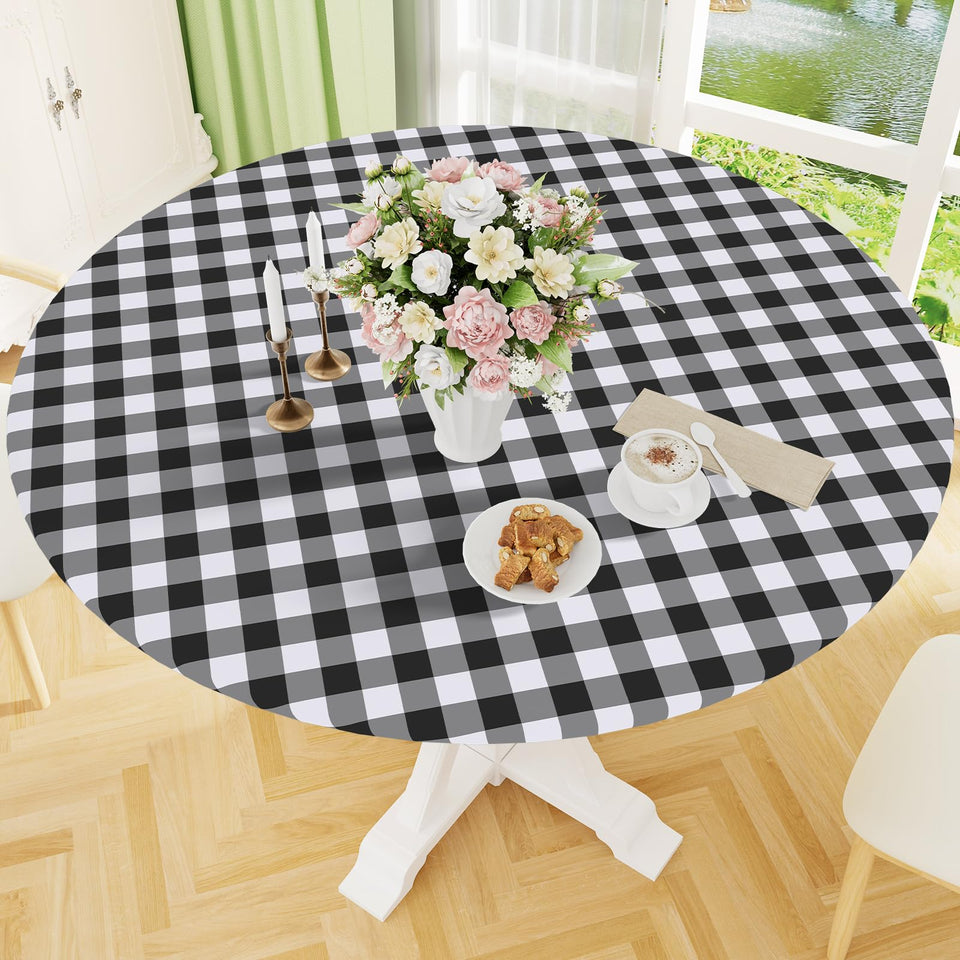 Smiry round picnic tablecloth elastic edge secure fit