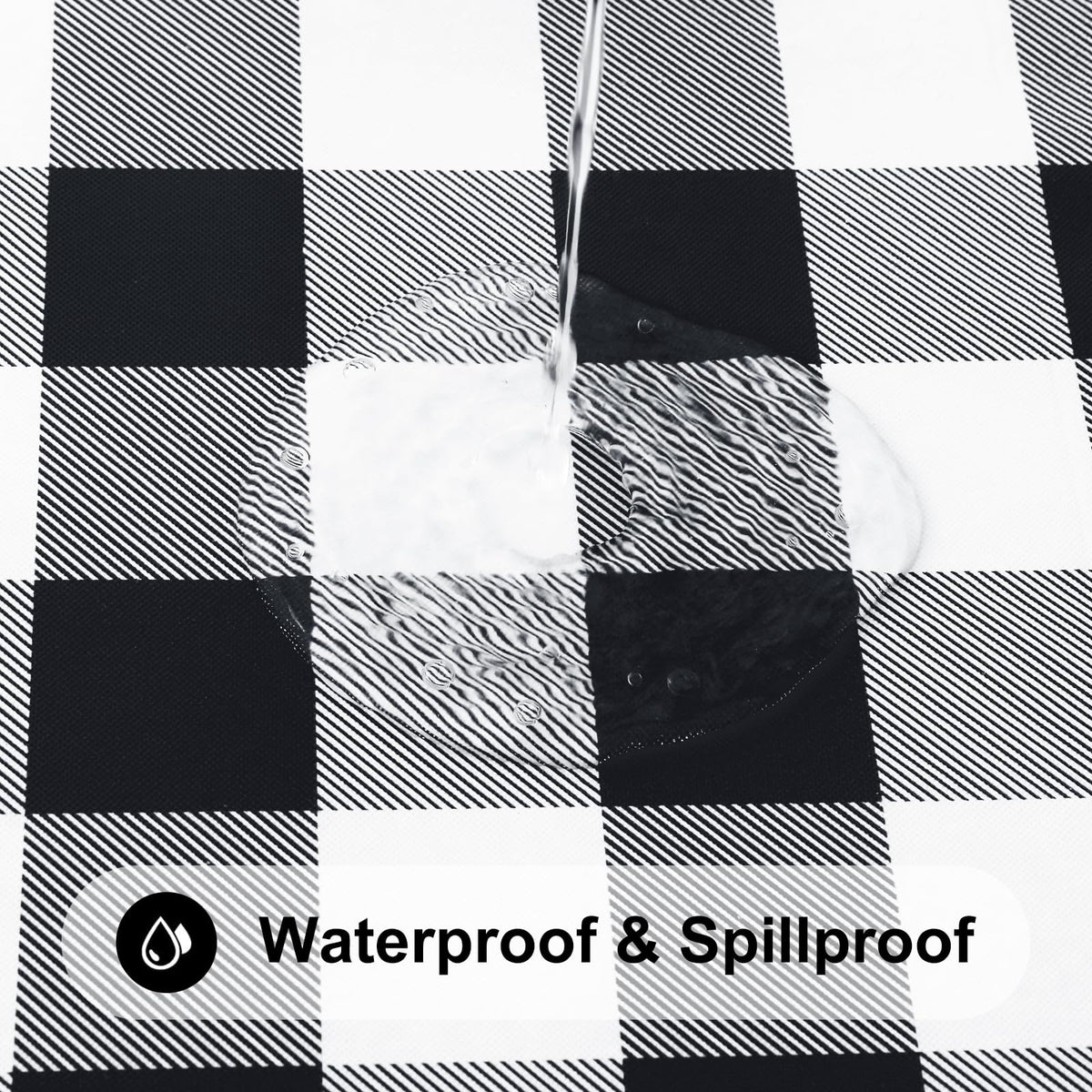 Smiry flannel back round tablecloth provides a soft protective layer