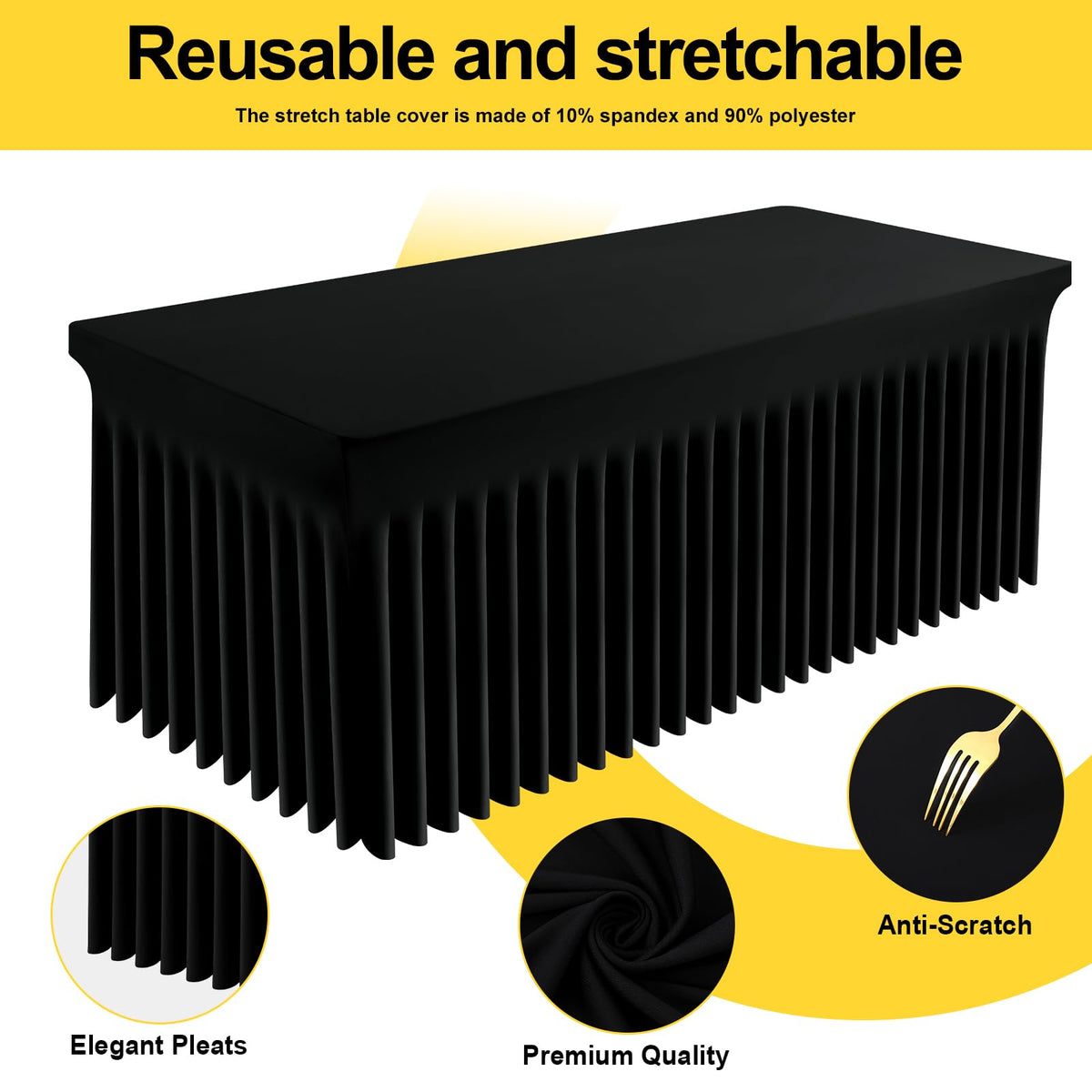 Smiry spandex tablecloth stitching close-up highlighting durable edge