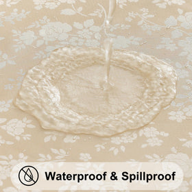 Smiry square tablecloth with floral-embossed texture adds elegance to dining.