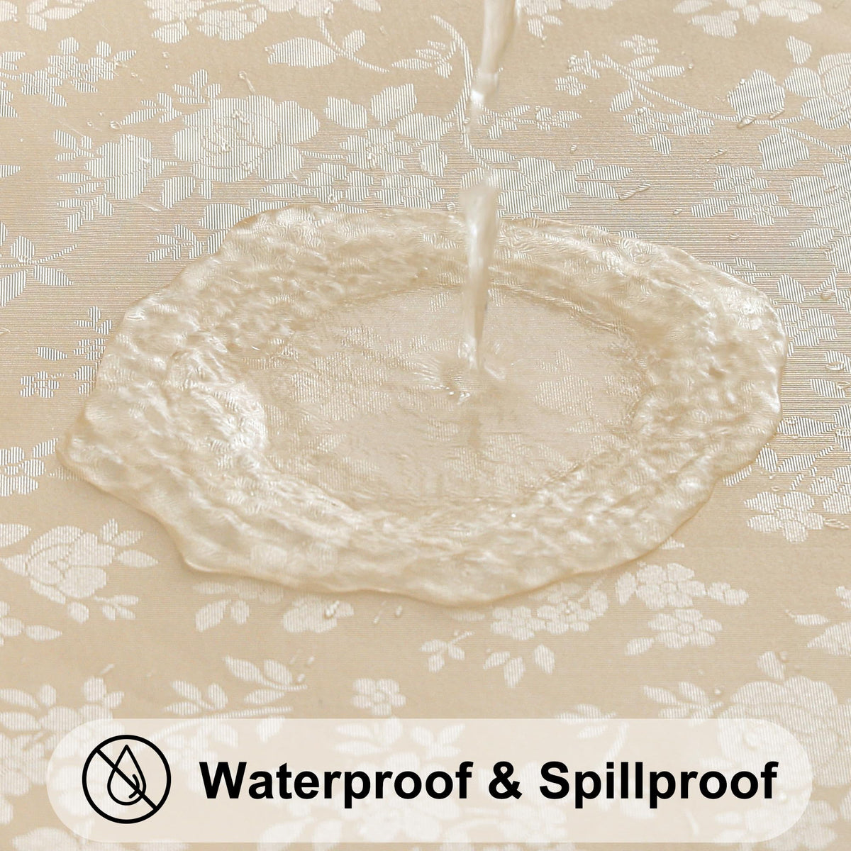 Smiry waterproof vinyl tablecloth close-up shows 3-layer thickness for durability