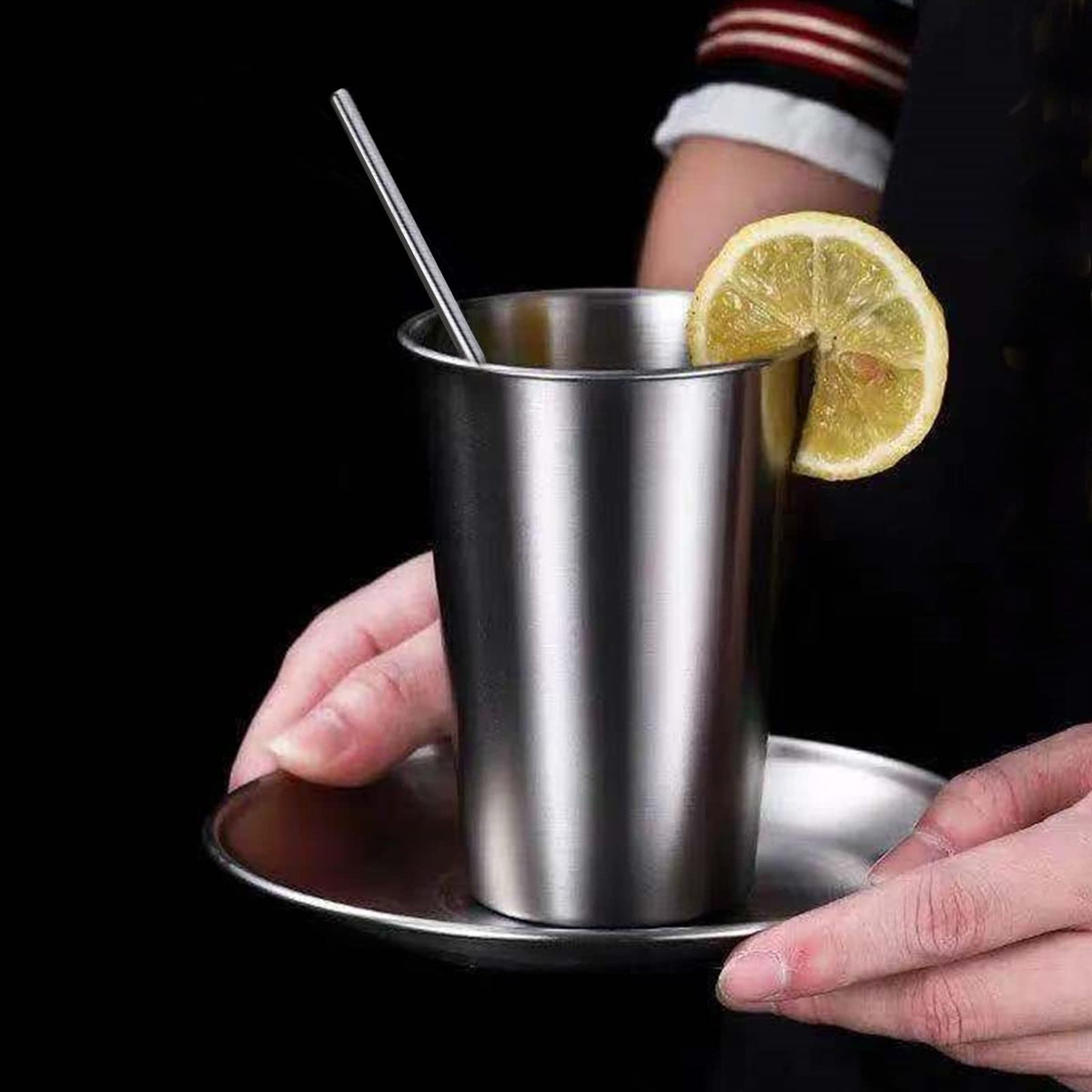 SMLIXE four-pack 24oz pint cups, close-up polished finish, sleek look.
