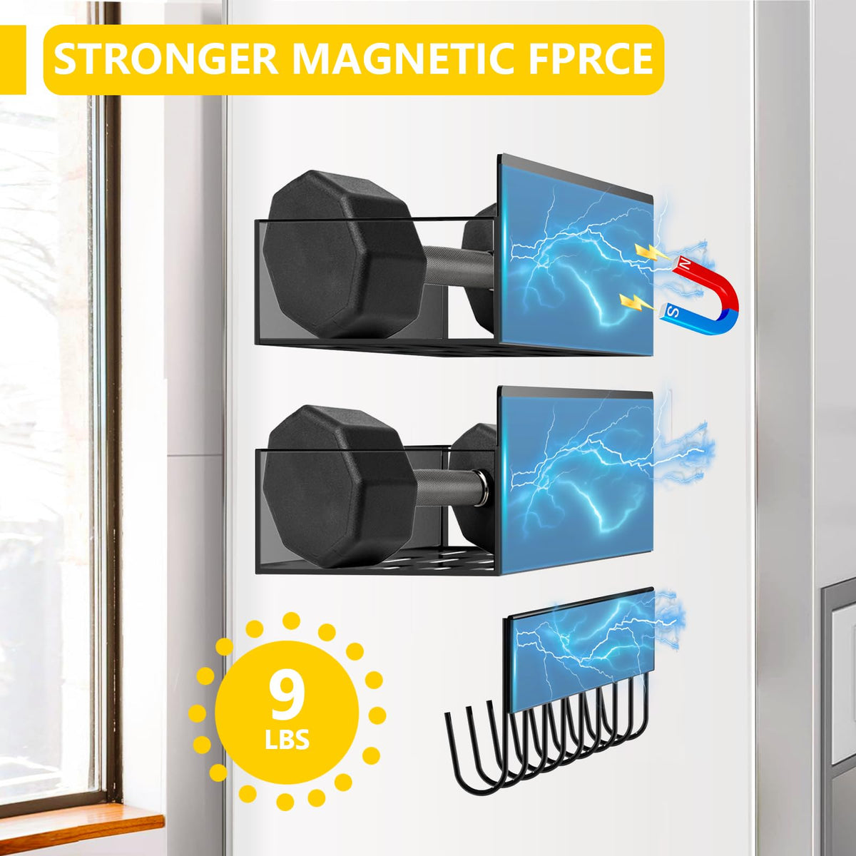 SMRCAD magnetic shelf with hook suitable for oven or kitchen clutter