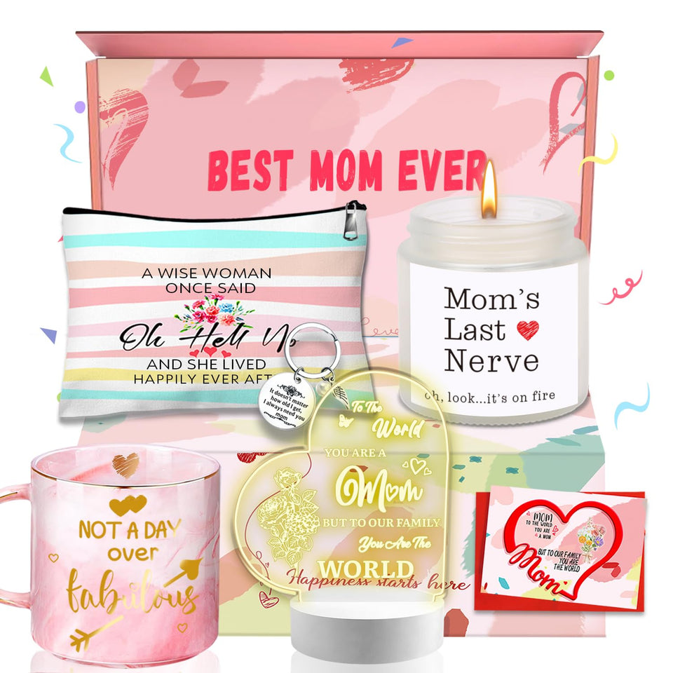 SMSREAMEN Best Mom Ever gift box closeup showing elegant packaging for Mother's Day.