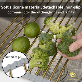 Snailhouse roll-up dish rack with gold finish complements modern kitchens and easy cleaning.