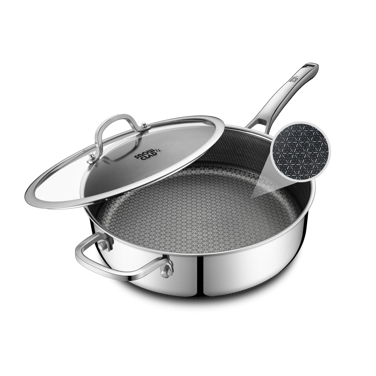 Snowclad hybrid nonstick 5-quart sauté pan with lid for versatile cooking