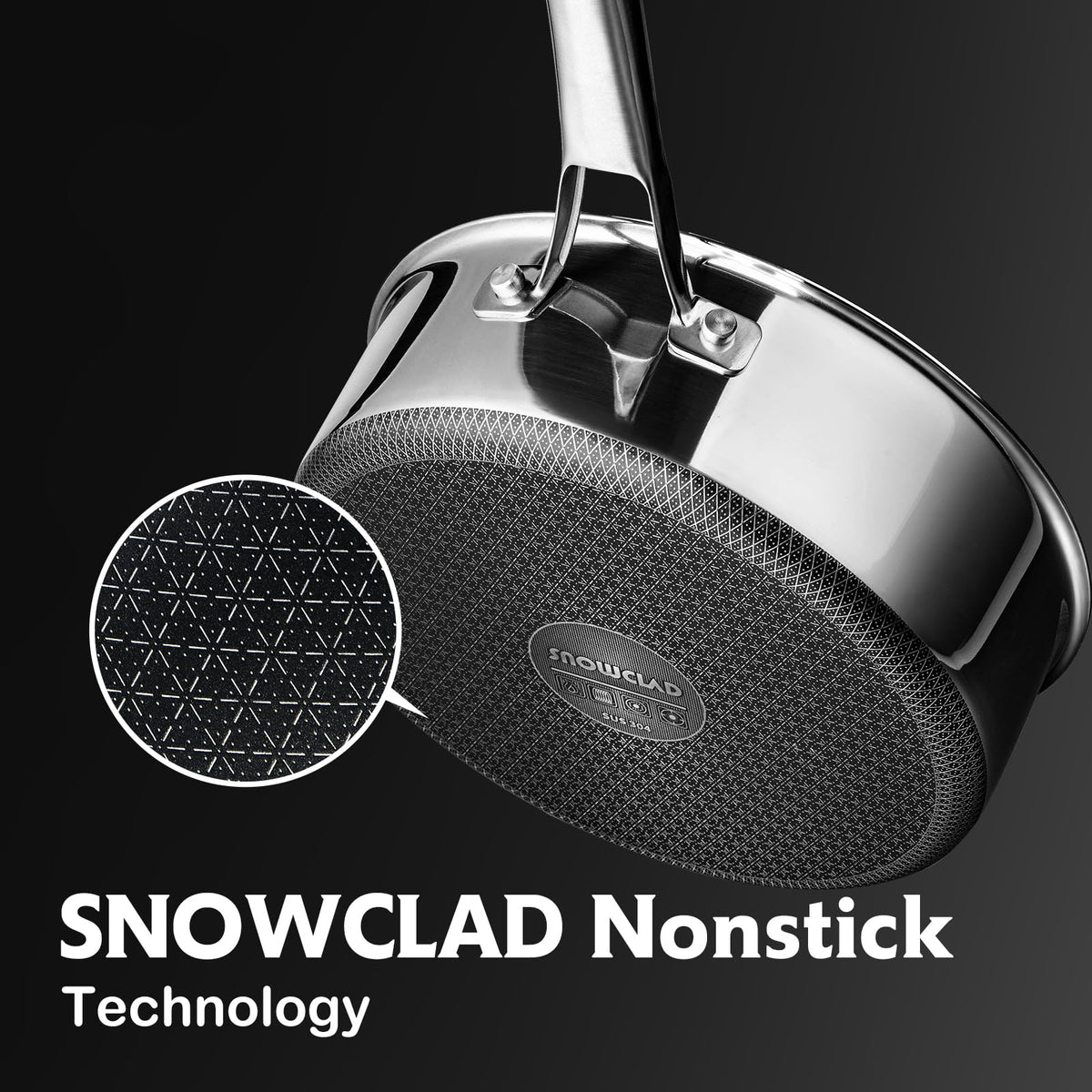 SNOWCLAD pan is induction compatible for versatile stove use.