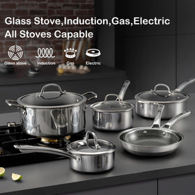 Snowclad sauce pan on induction cooktop demonstrates versatile compatibility.