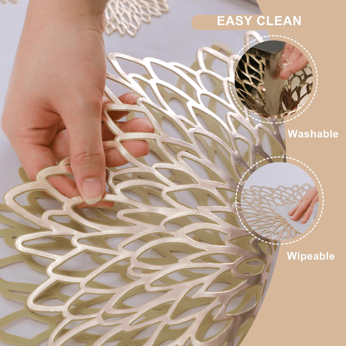 Snowkingdom 15 inch round placemats offering surface protection and elegance