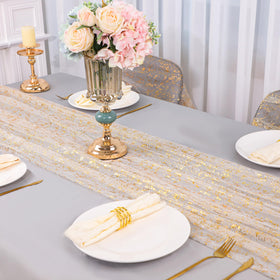 Snowkingdom drape edge decor in gold for chic banquet styling on tabletops