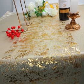 Snowkingdom glitter gold table runner as wedding decor adding modern chic flair