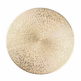 Snowkingdom gold round placemats with hollow design protect tables during meals.