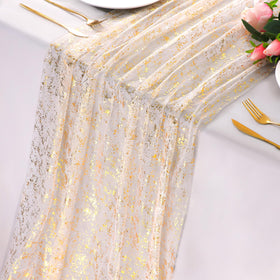 Snowkingdom gold table runner 10ft 6-pack adds shimmering elegance to wedding receptions
