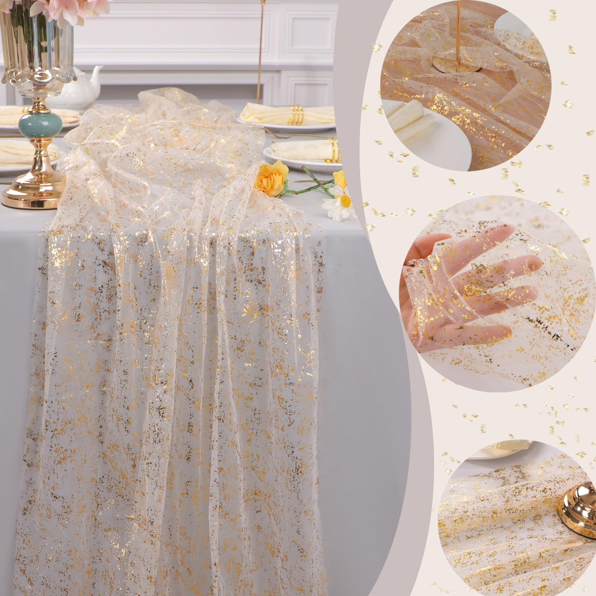 Snowkingdom 10ft runner draped over edge for elegant ambiance