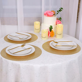 Snowkingdom hollow gold placemats add festive shimmer for weddings and holidays.