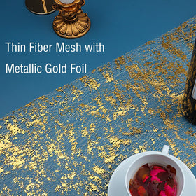 Snowkingdom metallic gold foil table runner adds luxe sparkle to events