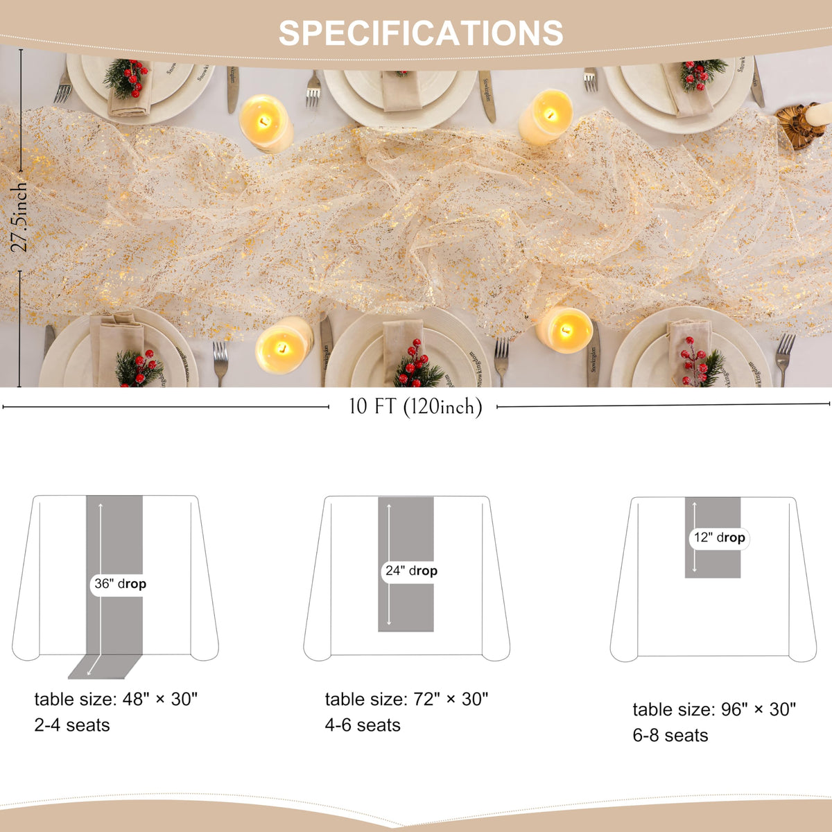 Snowkingdom versatile table decor for indoor and outdoor events.