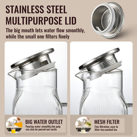 Snuvid 68oz capacity perfect for iced tea, cold brews, or fruit punches.