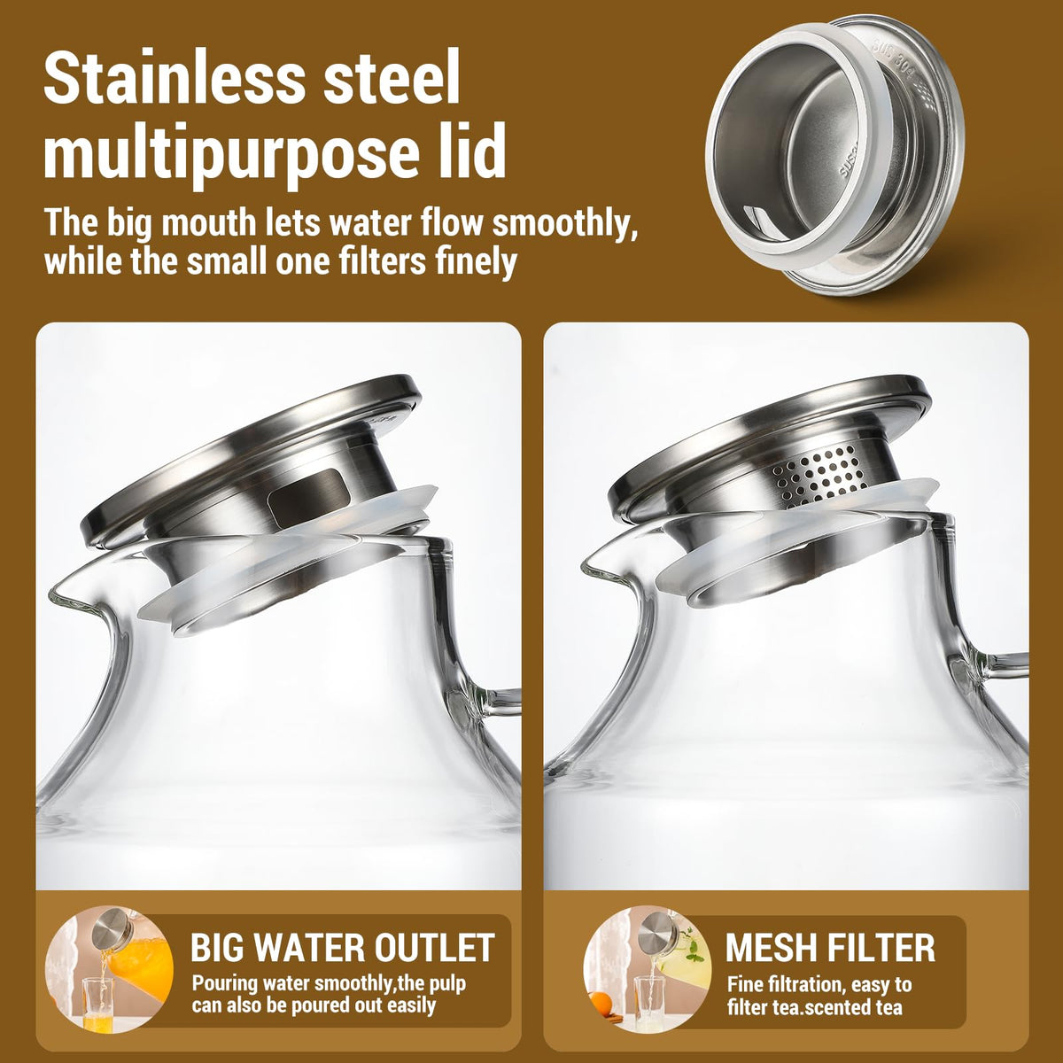 Snuvid pitcher demonstrates controlled pouring from the spout.